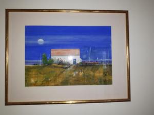 Framed Coastal Cottage Painting - Brighton Artist  in Cowes