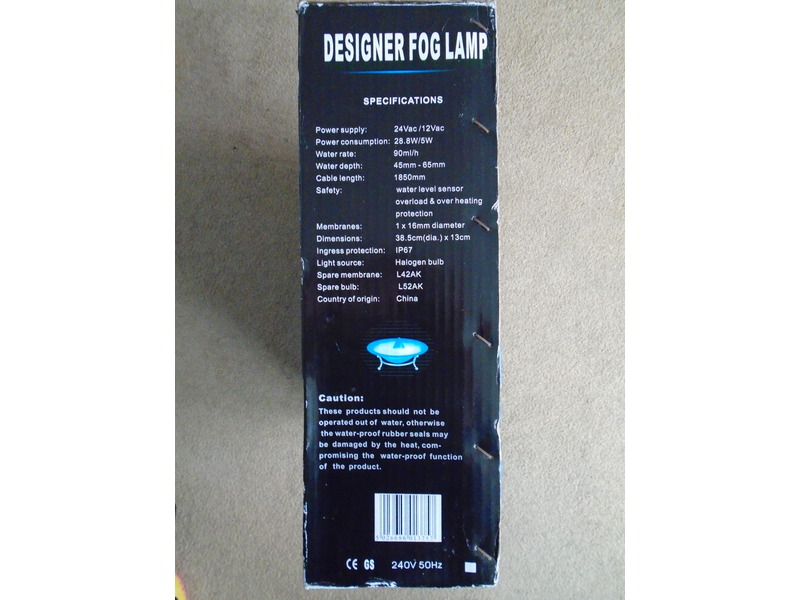 Designer Fog (mist & subtle lighting) Lamp in VGC boxed with instructions.