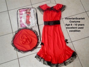 Victorian Scarlett Costume Age 8 - 10 Yrs - 3 piece set in Cowes