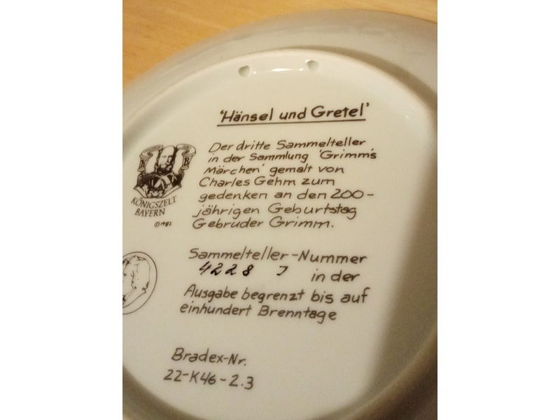 Hansel and Gretel plate by Konigszelt Bayern £3