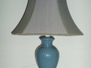 Blue Ceramic Lamp with shade by Goodson Lighting Ltd. in Shanklin