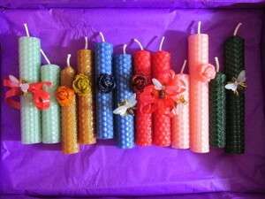 Rolled Beeswax Candle & Cross Stitch Kit in Newport