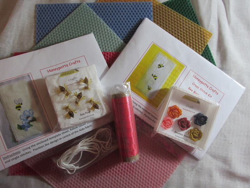 Rolled Beeswax Candle & Cross Stitch Kit in Newport
