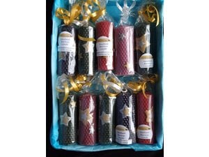 Handmade Beeswax Candles. 10 candles with applique star design. in Newport