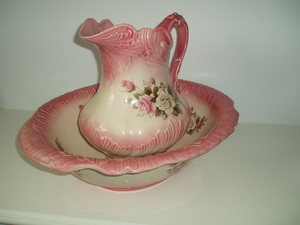 Large Vintage Floral  Wash Jug & Basin