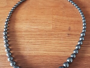 Long Graded Hematite Bead Necklace 18 inches Lobster Claw Catch in Seaview