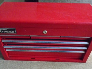Metal tool chest-six drawers + top opening c/w a selection of tools in good condition. in Sandown