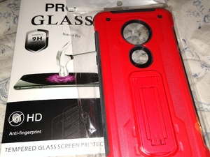 New / sealed Moto g6 play phone hard case, with stand and tempered glass £2.50 in Sandown