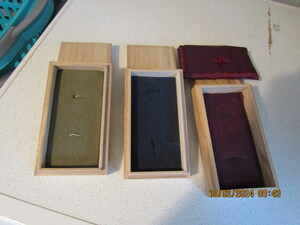 3 JAPANESE FITTINGS KATANA  & WAKIZASHI OR JEWELLERY NEW BOXES. in Sandown