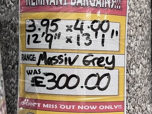Massiv Grey carpet - 3.95 x 4.00 mtr in Newport