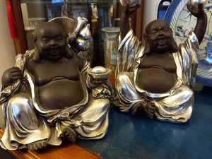 PAIR OF LARGE CHINESE LAUGHING BUDDHAS in Ryde