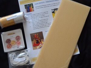 Natural Beeswax Rolled Candle Kit with Wax Roses in Newport