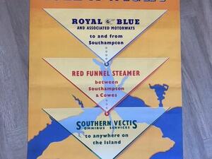 Original 1960s Southern Vectis - Red Funnel - Royal Blue poster in Ryde