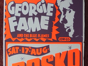 1974 Georgie Fame gig poster at The Garden, Penzance in Ryde