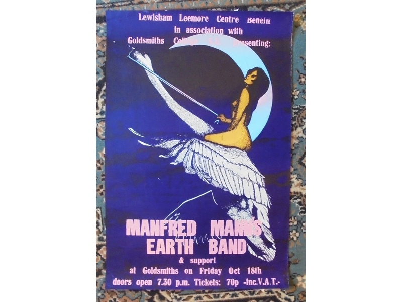 1974 Manfred Mann's Earth Band gig poster in Ryde