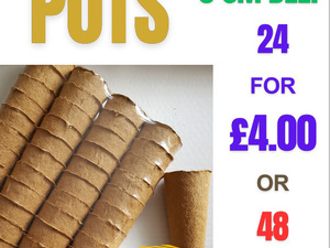 FIBRE PLANT POTS – 5cm dia x 9cm deep – NEW – 4 for £1 – 24 for £4.00 in Sandown