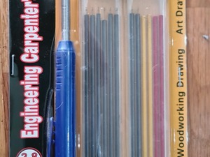 Solid Carpenter Pencil Set Deep Hole Marking Pencil Built In Pencil Sharpener + Leads in Seaview