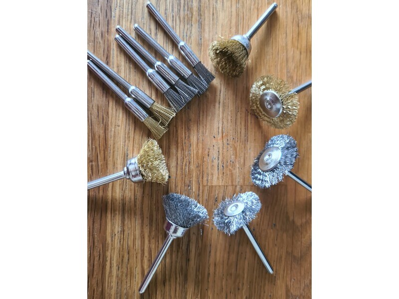 Set of 12 Wire Brushes Steel and Brass for Dremel Type Machines  in Seaview