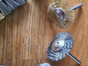 Set of 12 Wire Brushes Steel and Brass for Dremel Type Machines