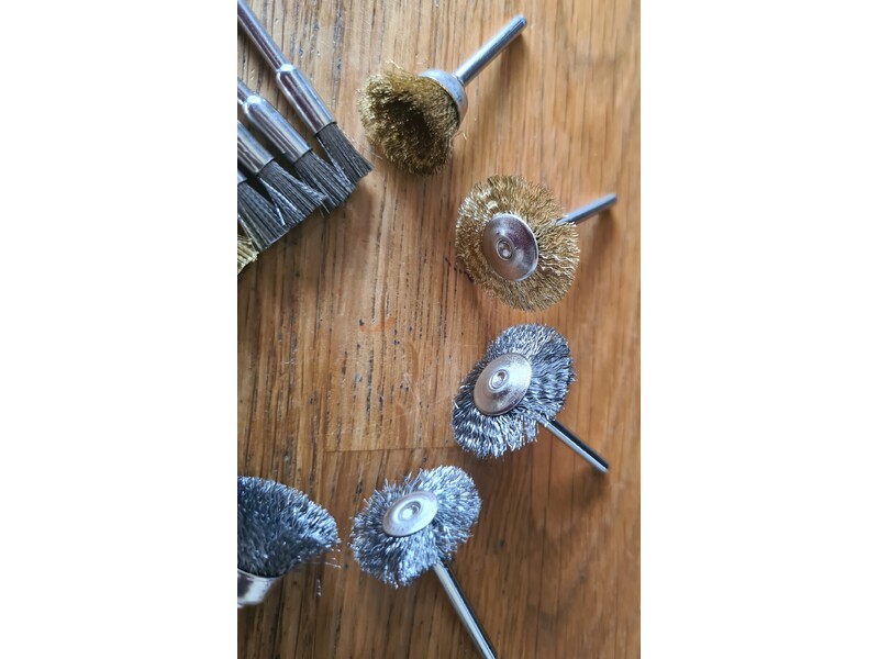 Set of 12 Wire Brushes Steel and Brass for Dremel Type Machines