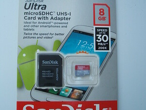 San Disk Ultra Micro SDHC UHS-I Memory Card 8GB c/w Adapter in Cowes