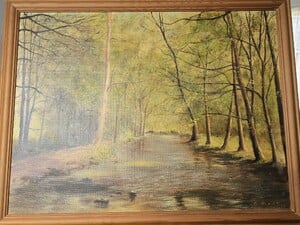 2 Canvas paintings one of Darenth Valley River and one of Darenth Woods in Shanklin