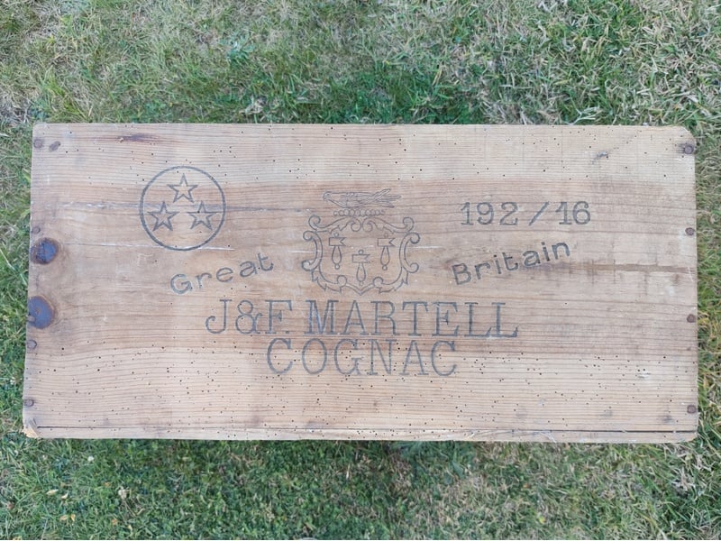 Vintage J&F Martell Cognac Wooden Box Bar Pub in Totland Bay