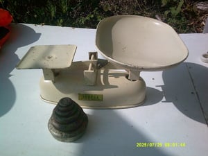 Antique weighing scales + weights in Ventnor