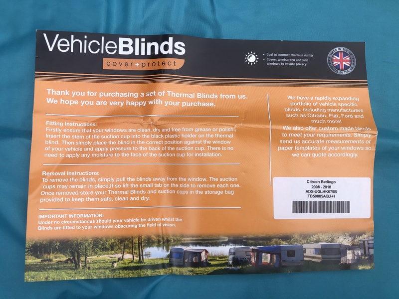 Thermal Blinds Berlingo Caravan and Motorhome Accessories in Newport