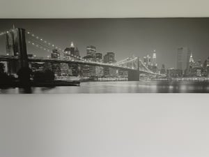 Brooklyn Bridge And Manhattan Skyline At Night Black White Canvas Print Large in Cowes