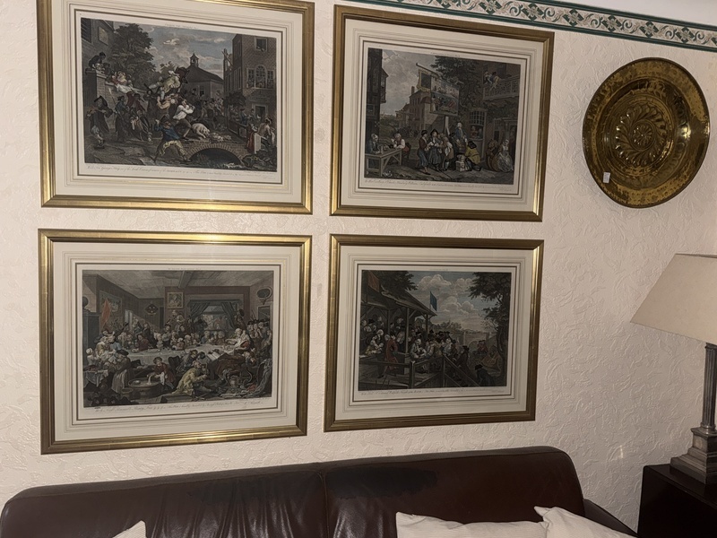 Set of 4 Coloured Prints of engravings by William Hogarth Art in Sandown