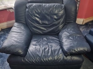Dark blue leather recliner  in Shanklin