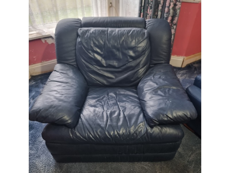 Dark blue leather recliner  in Shanklin