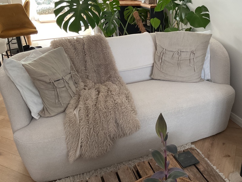 White Boucle Sofa
