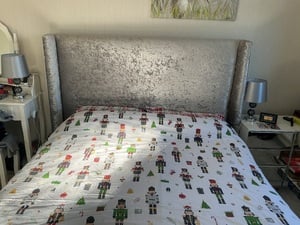 Silver Velour King SIze Ottoman Bed in Newport