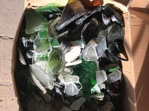 Box of assorted size sea glass in East Cowes