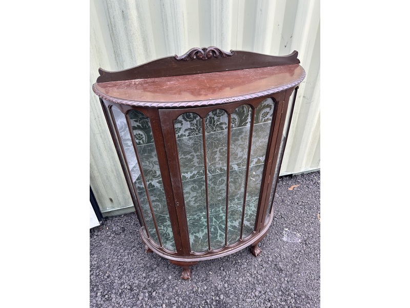 1930’s Antique Curved Glass Display Cabinet - Can Deliver in Newport