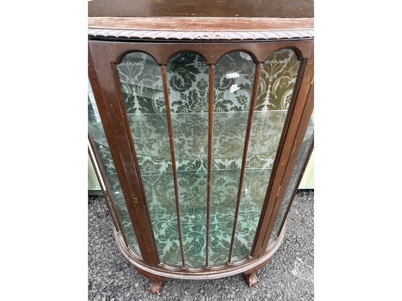 1930’s Antique Curved Glass Display Cabinet - Can Deliver Furniture in Newport