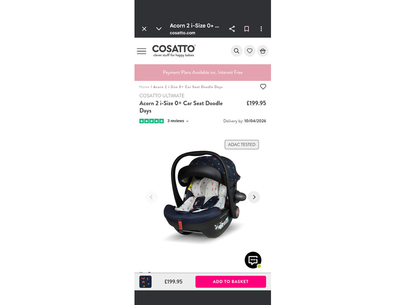 Cosatto Acorn 2 i-size car seat in Ryde
