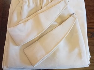 Pair Cream Curtains. Each Curtain 165cm (ungathered) x 180cm drop in Ventnor