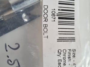 4" Chrome Plated Door Bolt With Screws