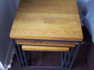 3 wood and metal tables (nest of tables) in East Cowes