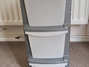 3 drawer pvc storage unit - grey and white in Newport