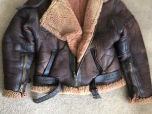 Vintage heavy leather flying jacket in Brading