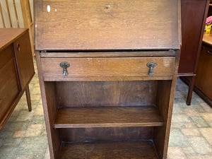 Vintage oak students desk narrow bureau bookcase in Ryde