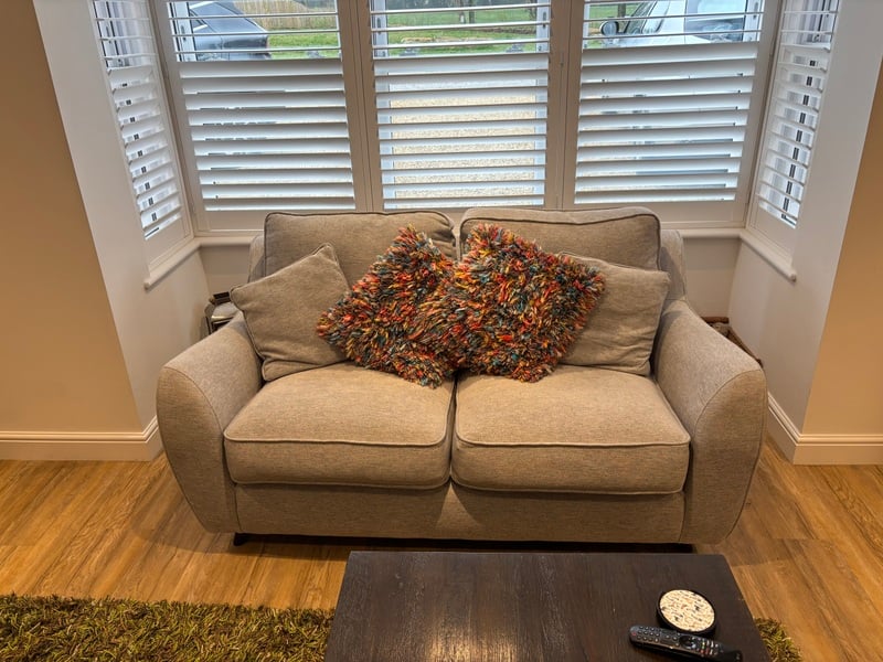 Sofa - Two Seater Light Grey Fabric Sofas in Ryde