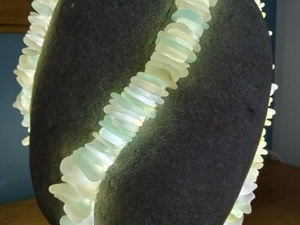 Lamp - Real Beach Stone Lamp Sea Glass