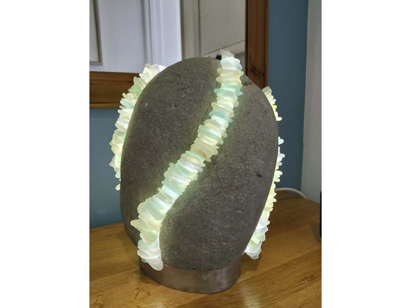 Lamp - Real Beach Stone Lamp Sea Glass  Lamps in East Cowes