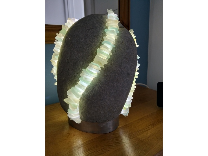 Lamp - Real Beach Stone Lamp Sea Glass  Lamps