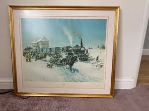 Large Steam Train Print by Terence Cuneo signed in Cowes